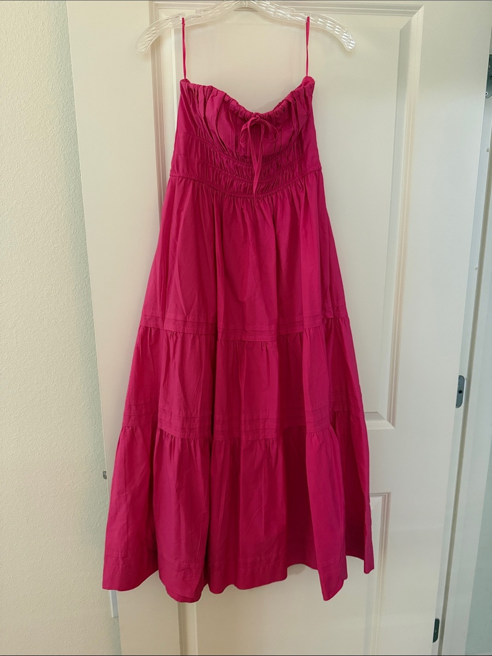 Anthropologie Pink Somerset Tiered Maxi Dress Strapless